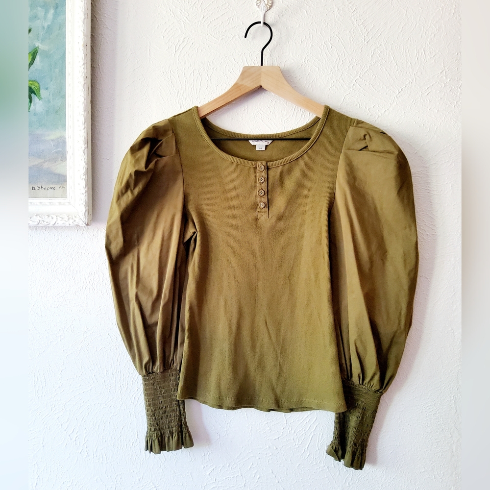 SALE -- Habitual Big Girls Long Pleated Puff Sleeve Knit Top